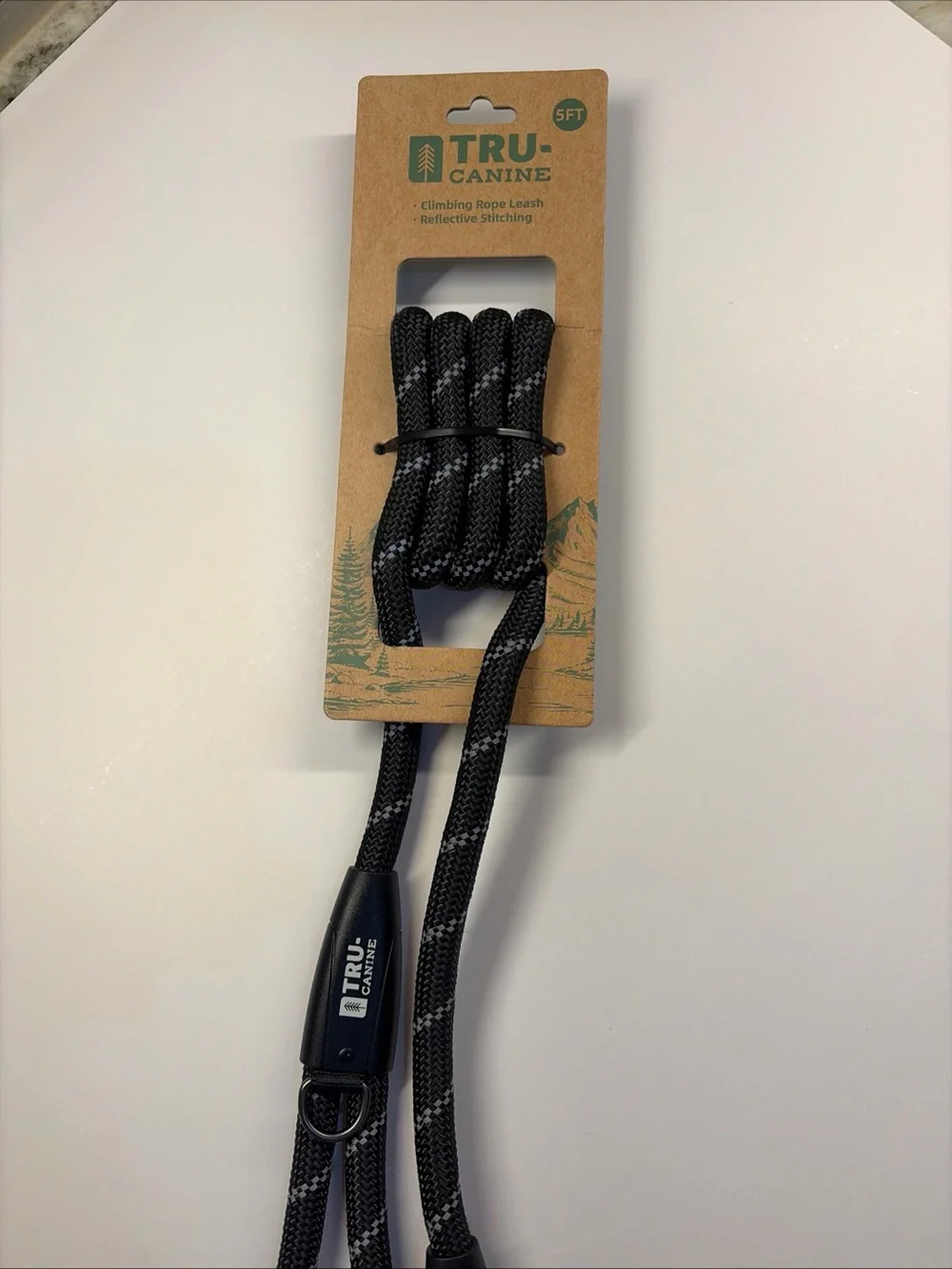 Black Reflective Climbing Rope Dog Leash - 5FT